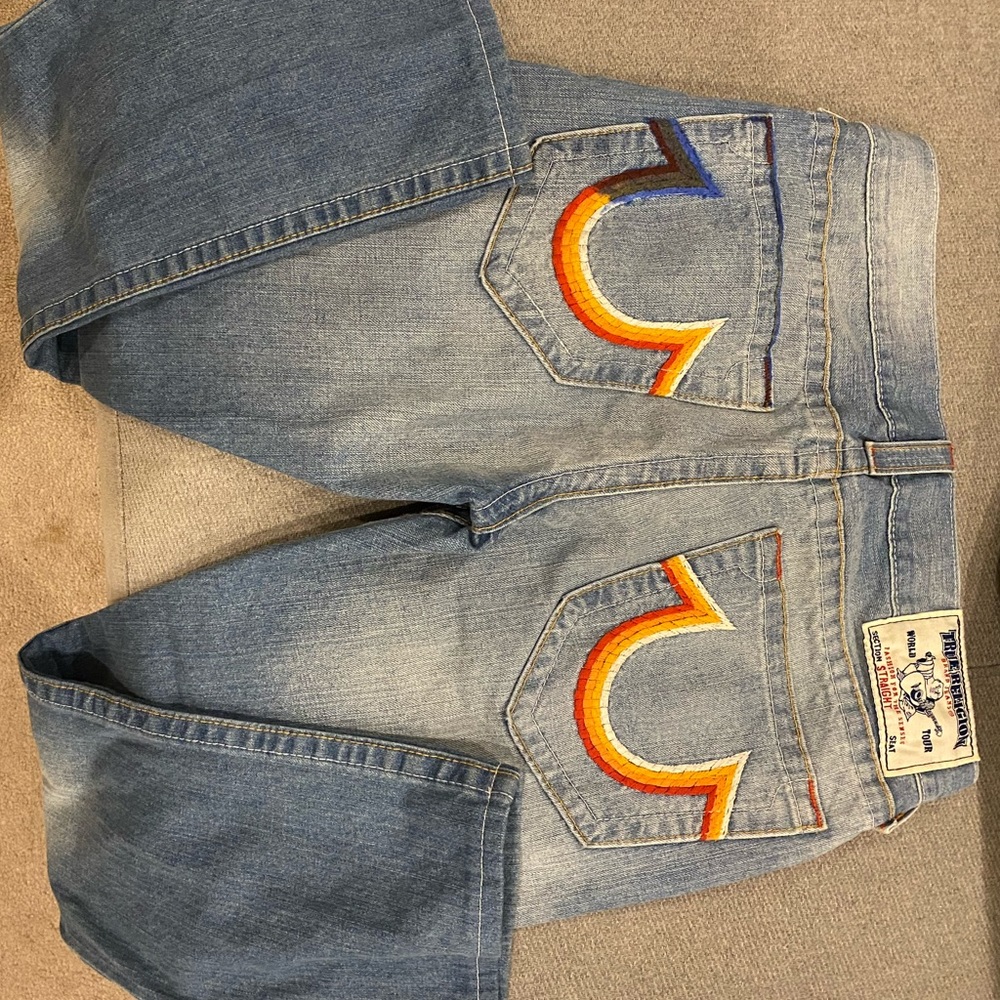 True Religion Straight Leg Rainbow Pocket Jeans 31